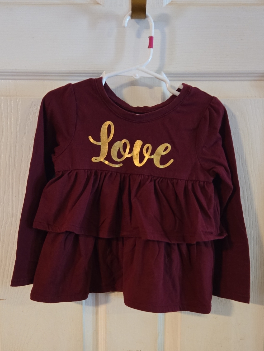 Garanimals Long Sleeve Layered Top with Gold 'Love' Print